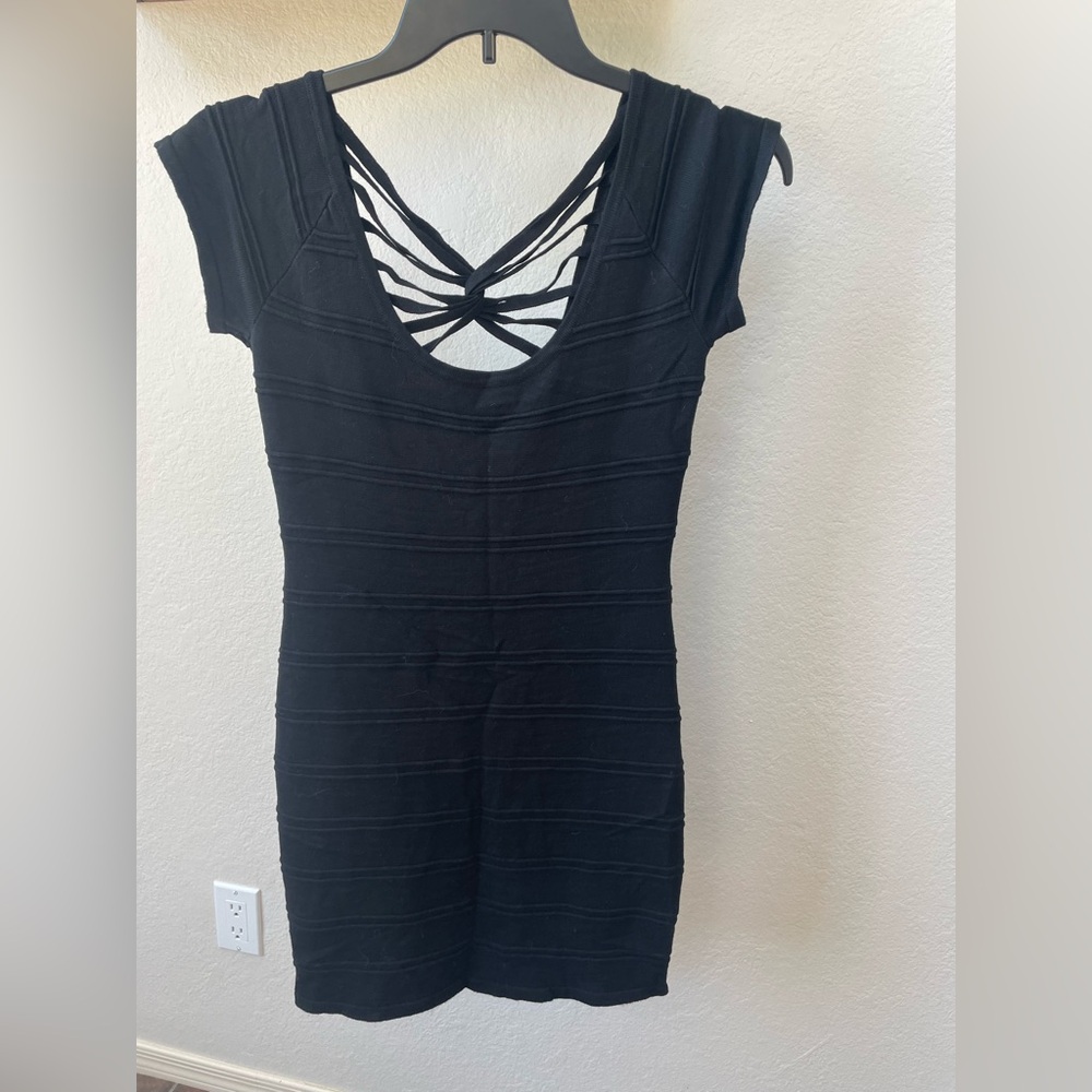 Wet Seal Black Bodycon Dress Scoop Neck Short Sleeve